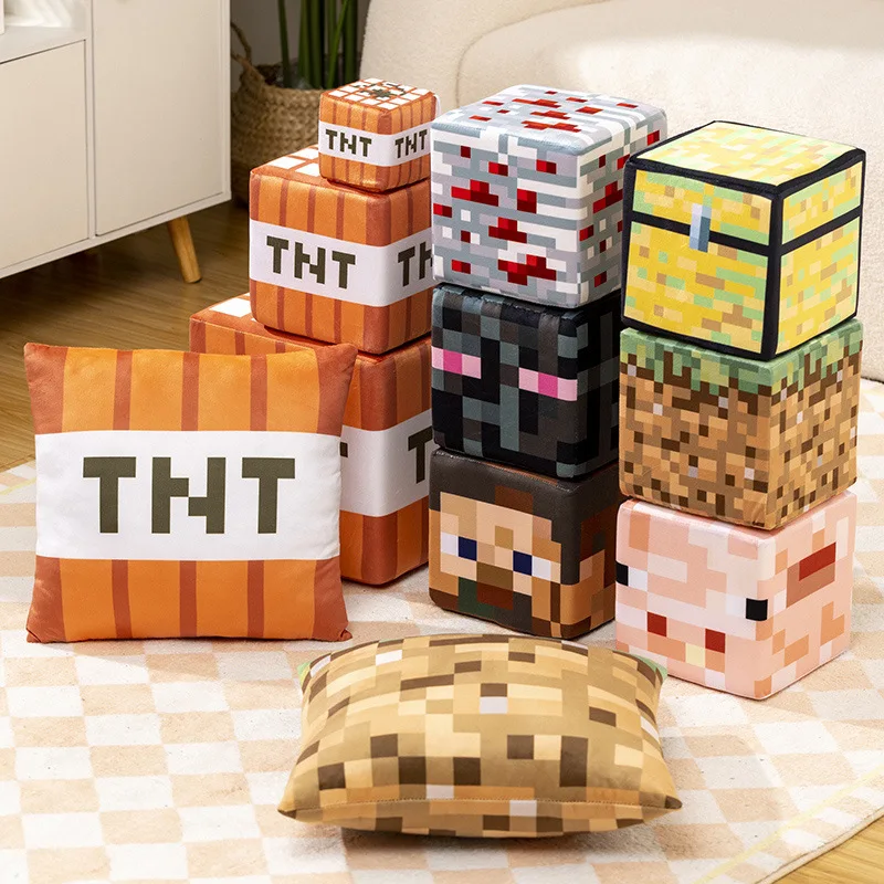 wholesale My World Square doll Throw pillow game with sponge box TNT Minecrafts plush toy