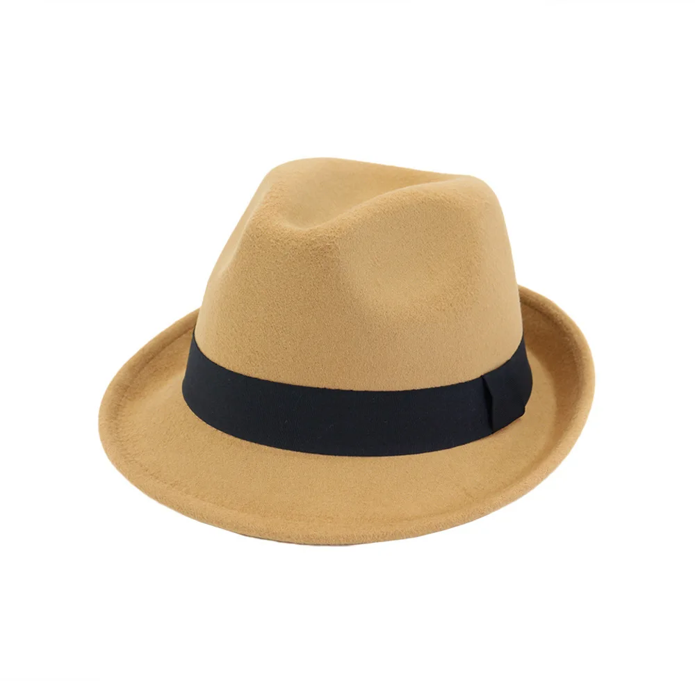 
MNXJS002 wholesale fedora men sombrero fadora wool felt hats women short brim mini fedora cap 