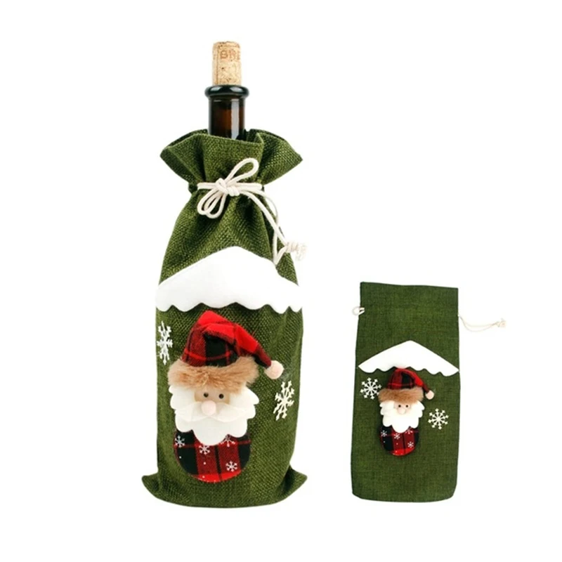 
Christmas Wine Bottle Cover Santa Snowman Elk Bottle Cover Bags Table Decoration Christmas Party Dinner Party Decoration Gift/ 