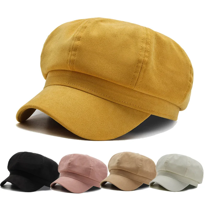 Womens 8 Panels Visor Beret Newsboy Cap Cotton News boy Caps for Women