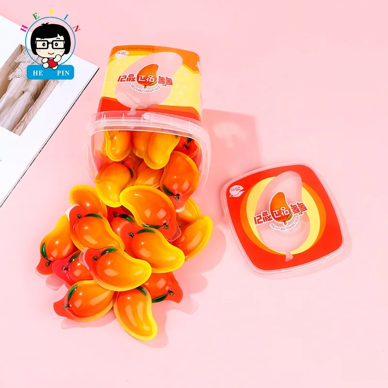 OEM Order 18g Mango Shaped Gummy Candy Filled Flavor Jam Juicy for