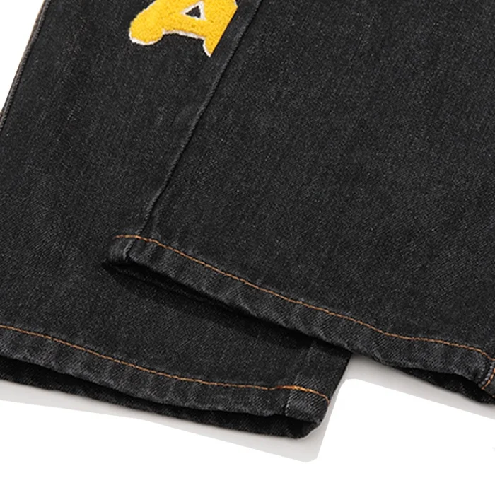 Finch Garment hip hop custom stacked jeans men streetwear chenille patches pants embroidered denim jeans