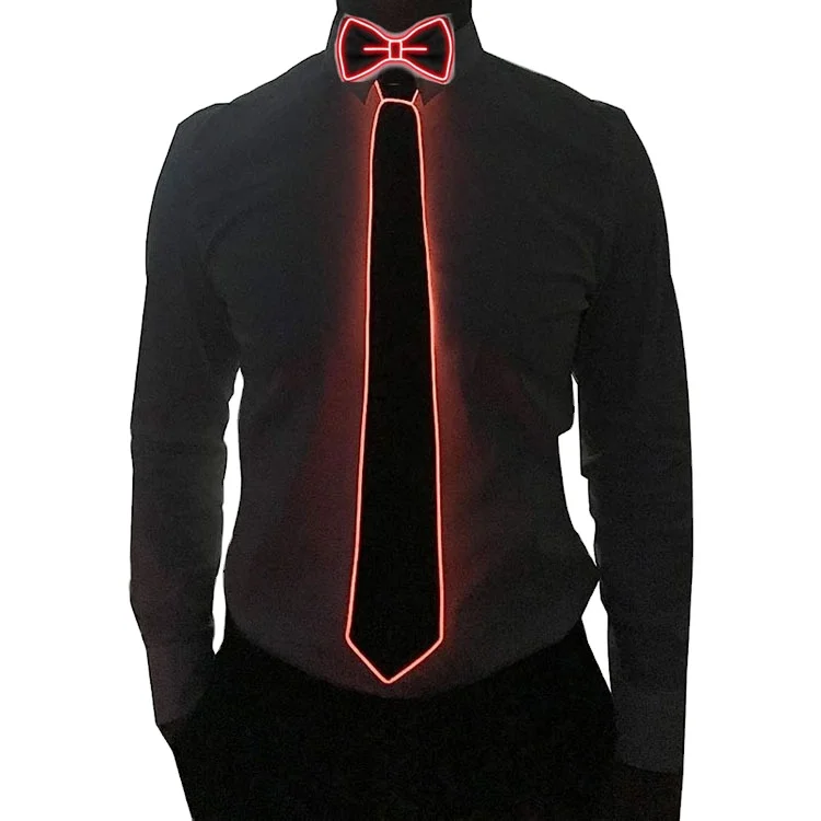 Flashing EL Wire Tie-Led Party Neon Light Neck Tie Bowtie party Decoration for Halloween Christmas Birthday Wedding