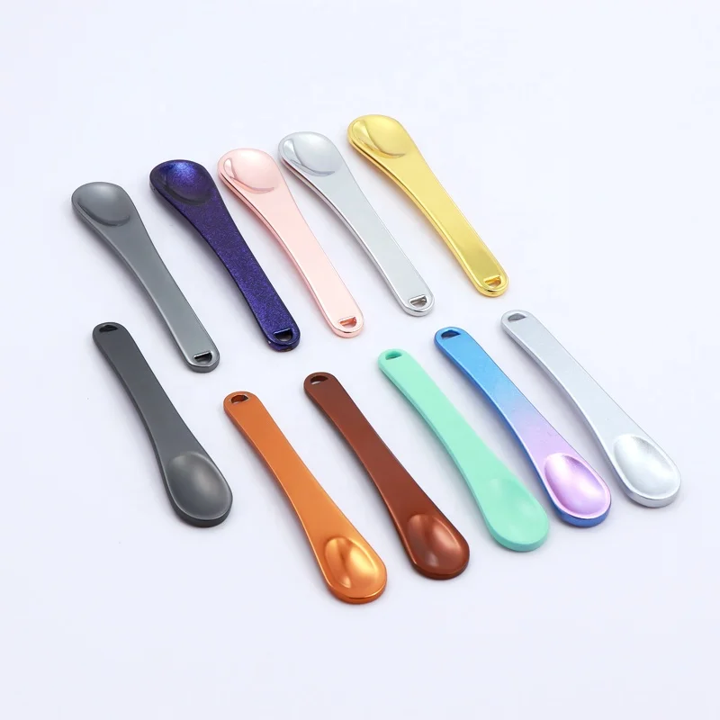 Luxury Gold Mini 6mm Black aluminum makeup metal spoon spatula