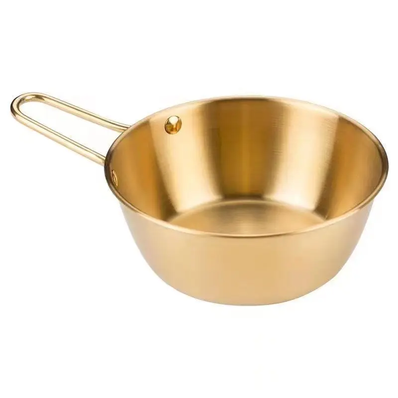 304 stainless steel Korean rice wine bowl Korean tableware golden barbecue shop seasoning bowl with handle
