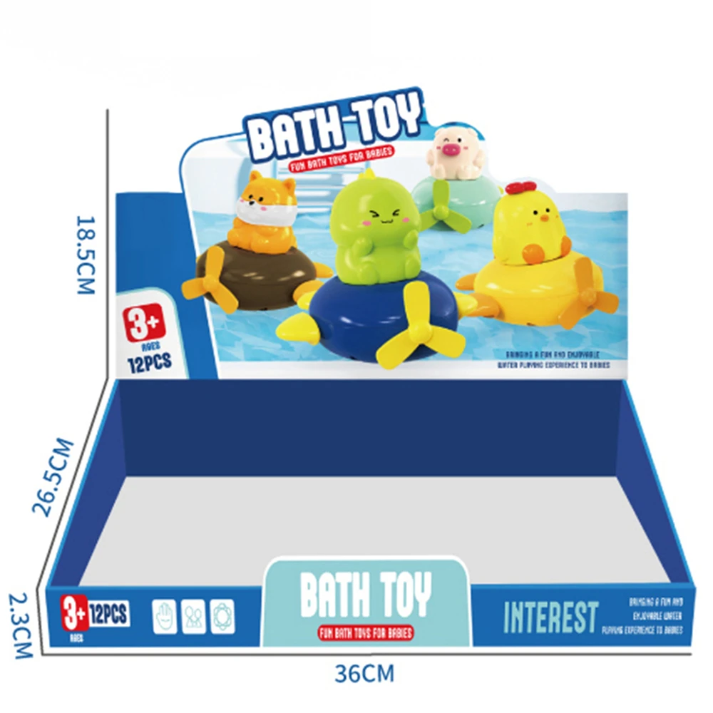 Classic Bath Toy Infant Shower Floating Windup Chain Plaything Plastic Mini Chicken Pig Dog Dinosaur Cartoon Clockwork Animal