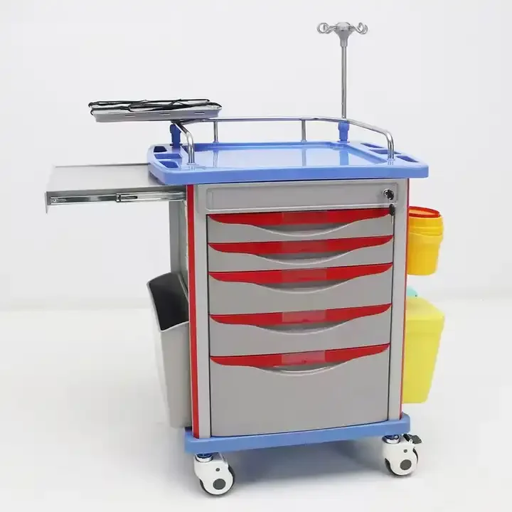 Hight quality Hospital Clinic Medical Emergency Multi-function Crash Cart  ABS Medication  Trolley