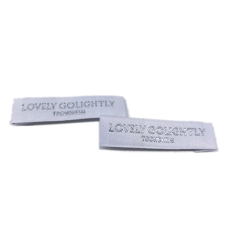 
Woven Label Custom Clothing Tags Brand Name Used Glittering Thread 