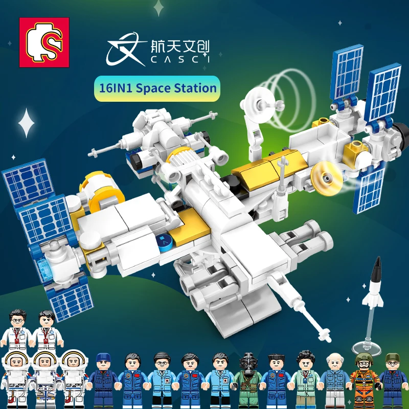 Конструктор Sembo 203041-203056 астронавт ракета Вознесения космическая станция куклы детские развивающие конструкторы наборы строительных блоков игрушки