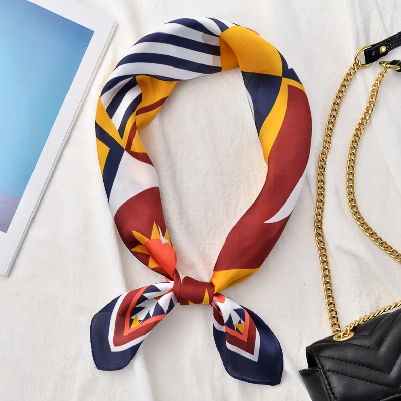 Hot Sale New Geometric Silk Scarf Female Spring Professional Simulation Silk Scarf for Lady (SC006C)