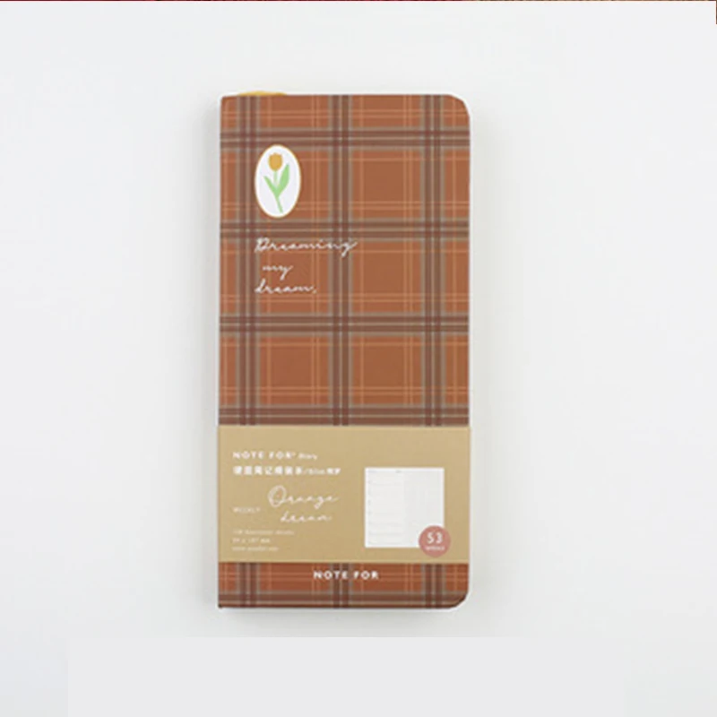 A5 Creative Korean kawaii little bear Student  plaid cover 168 Page Diary Book Stationery Notebooks