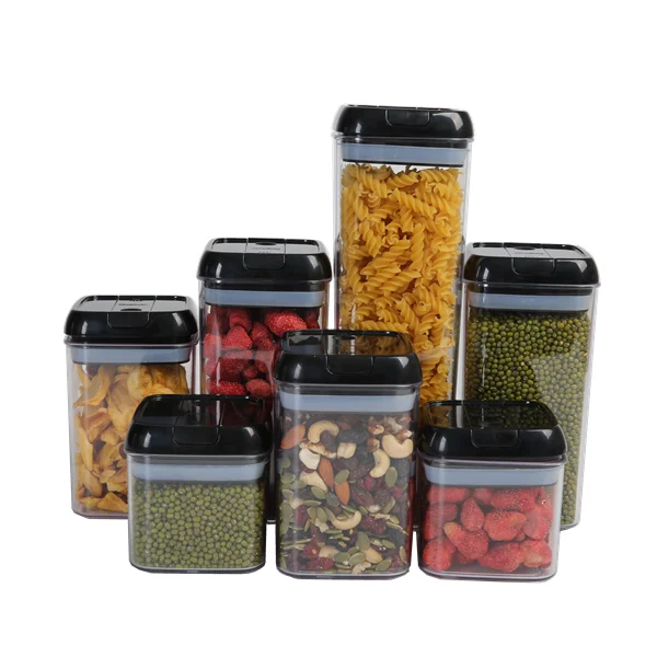 
Square Airtight Food Storage Containers BPA Free Clear Plastic Kitchen Canisters for Flour Sugar and Cereal Labels & Marker 