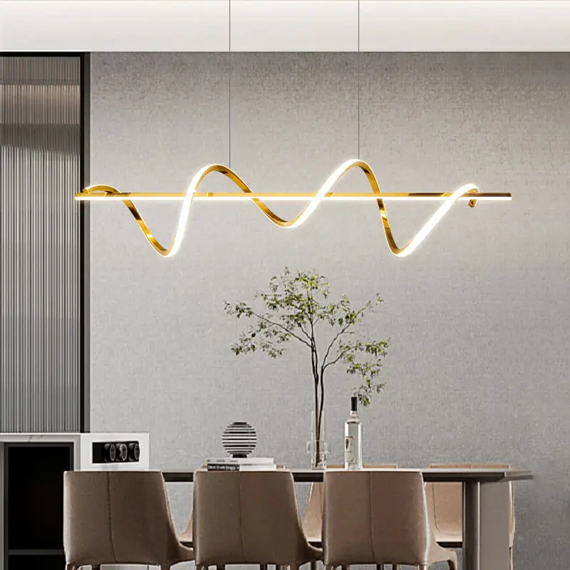 Pendant Lighting Fashion Lamps Chandelier Gold LED Linear Flexible Silica Gel Iron Home Decoration Modern 60 Suspension 2.5 OGS