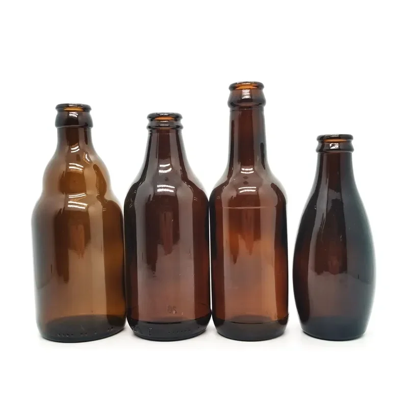 Wholesale Custom Brown 12 oz 355ml  Amber Glass Stubby Beer Bottles 355 ml With Twist Off Neck Crown Cap