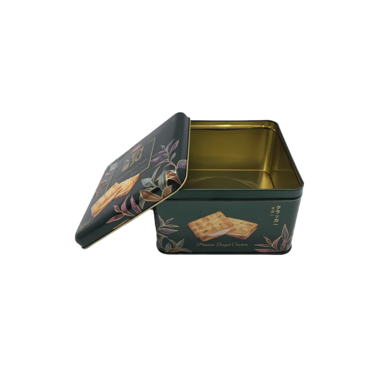 High quality square  shape bsicuit cookie tin box/ food grade  hot sales metal tin box