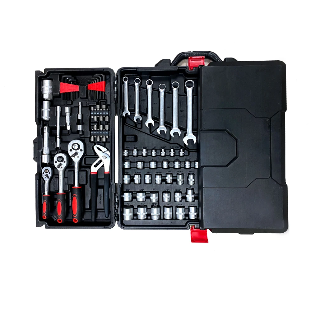 Popular 46 pcs portable bicycle repairing tool ratchet socket kits box for household 7-19mm Power Drill Bushing Spanner Key