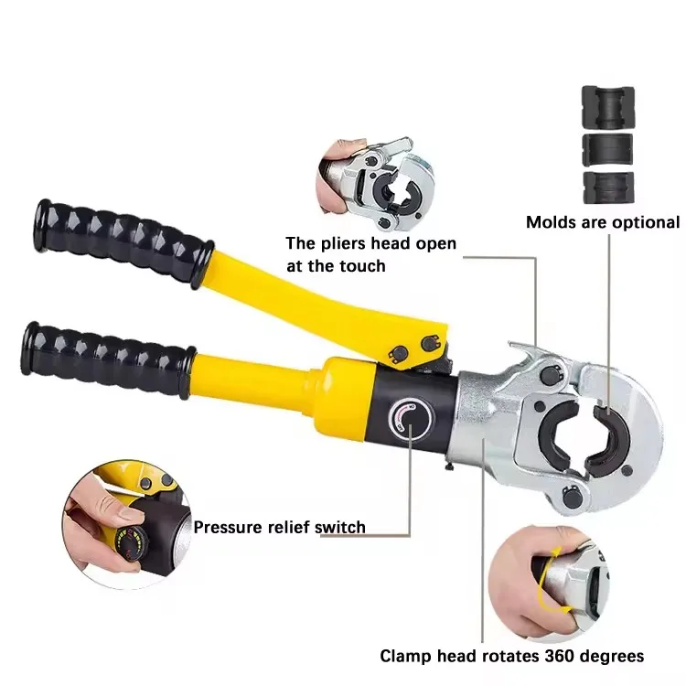 Manual Hydraulic Aluminum Plastic Pipe Crimping Plier Kit Tubes Clamper Tools 10T Stainless Steel Tube Hydraulic Pressing Pliers