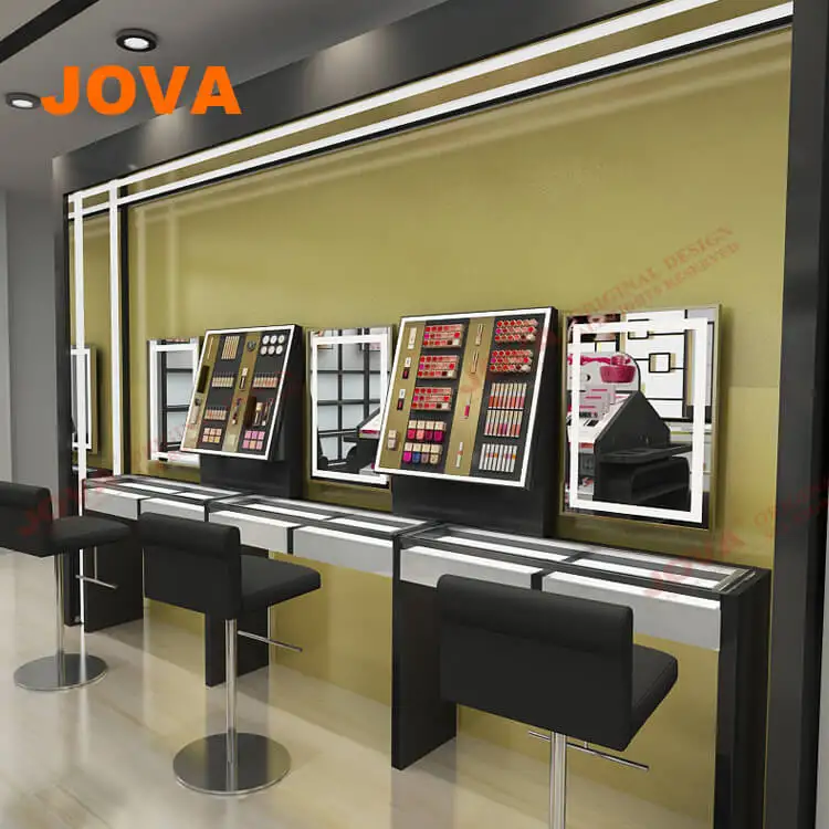 Island Unit Makeup Display Furniture Cosmetics Floor Displays Stand For Cosmetic Shop