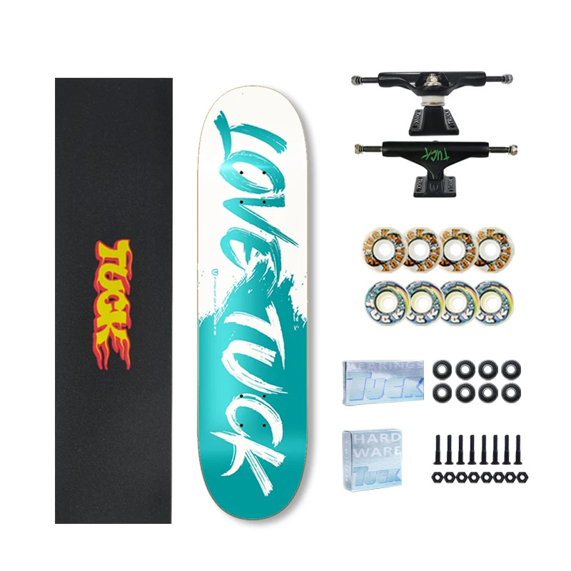 Chinese Factory Wholesale 7 Ply 100% Canadian Maple Skateboard Deck Epoxy Resin Glue RTS Complete Skateboard