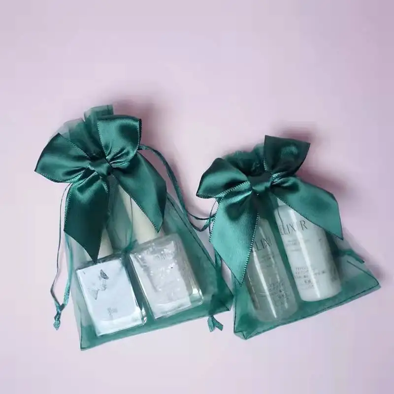 Custom printing logo organza gift bags drawstring pouch