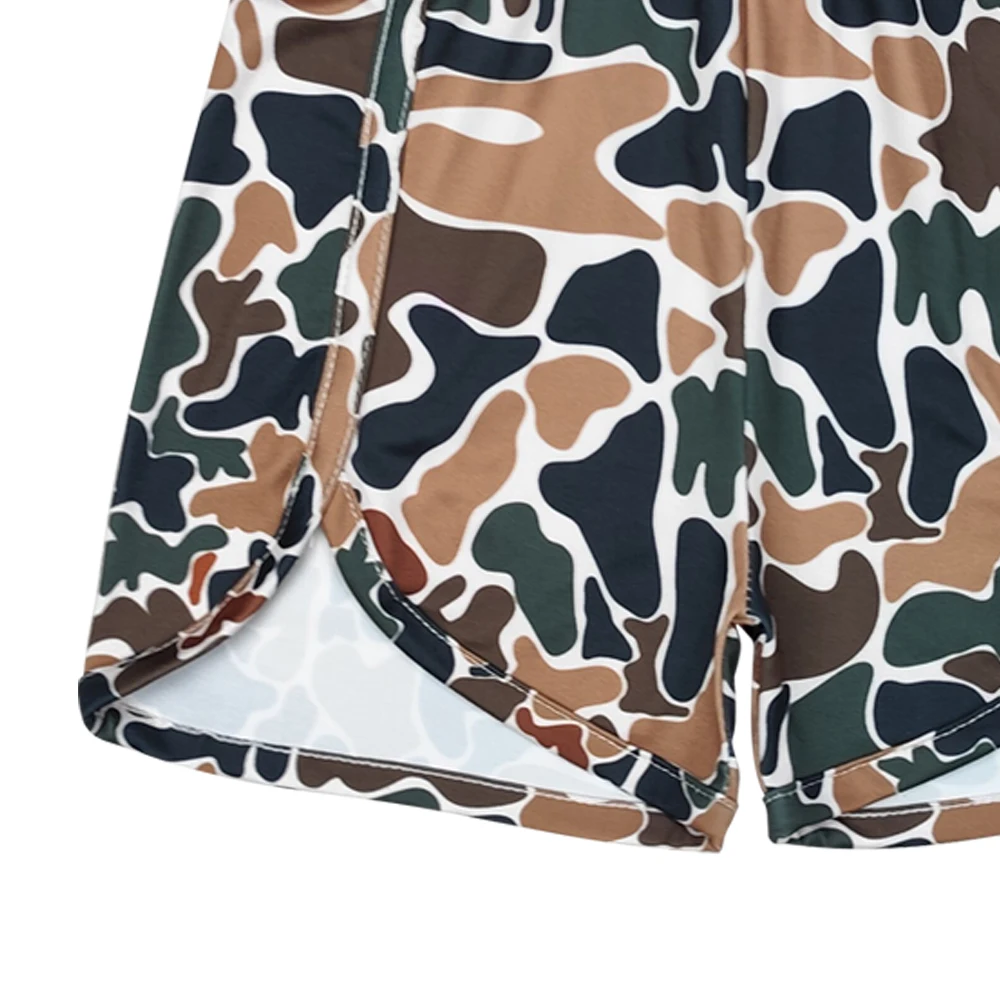 SS0354 High Quality Kids Clothing Set Camouflage Beige Shorts Casual Vintage Athletic Dress for Girls Size 2T Wholesale