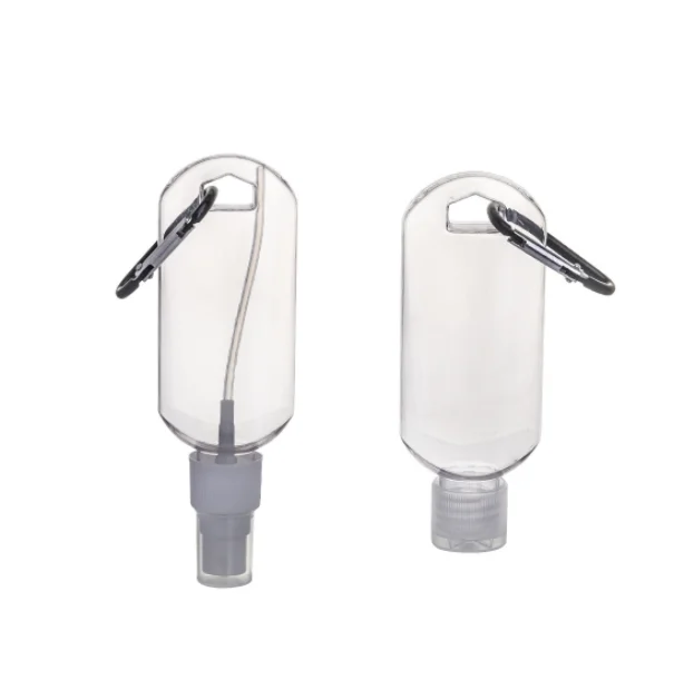 30ml 50ml 60ml PET sanitizer atomizer hand wash out door travel cosmetic key chain flip top sprayer squeeze refillable bottle