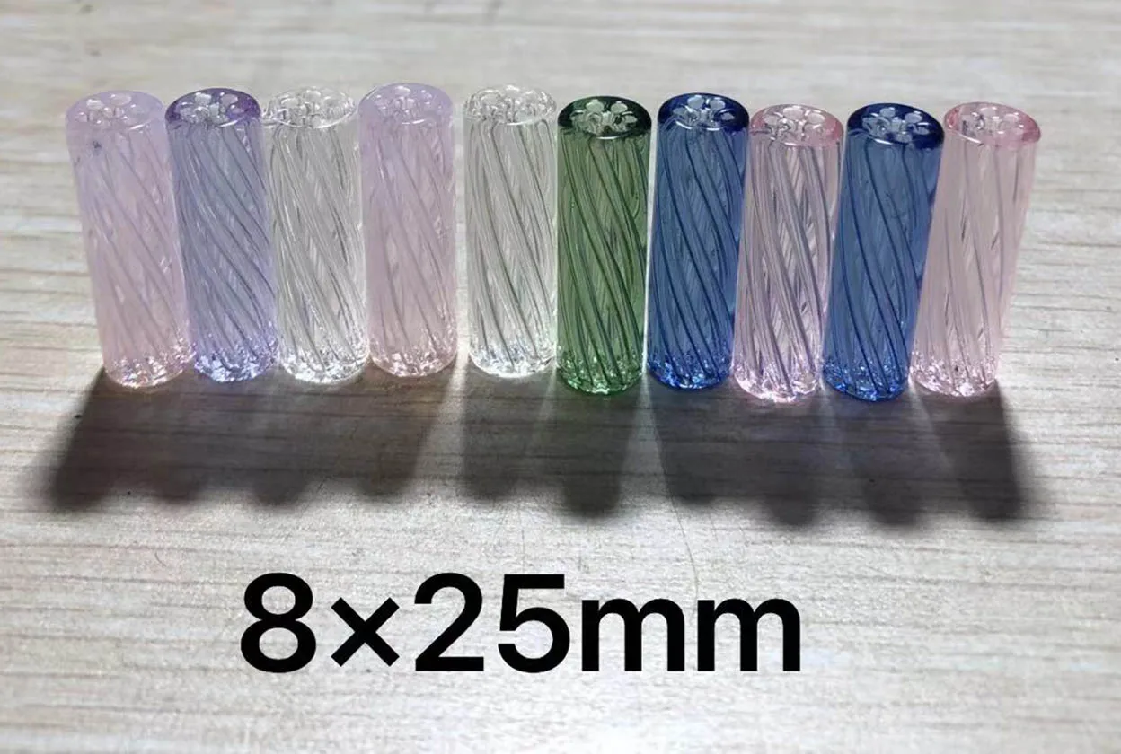 New Design 7 Holes Transparent Colored Glass Tips Spiral Filter Tips With Logo