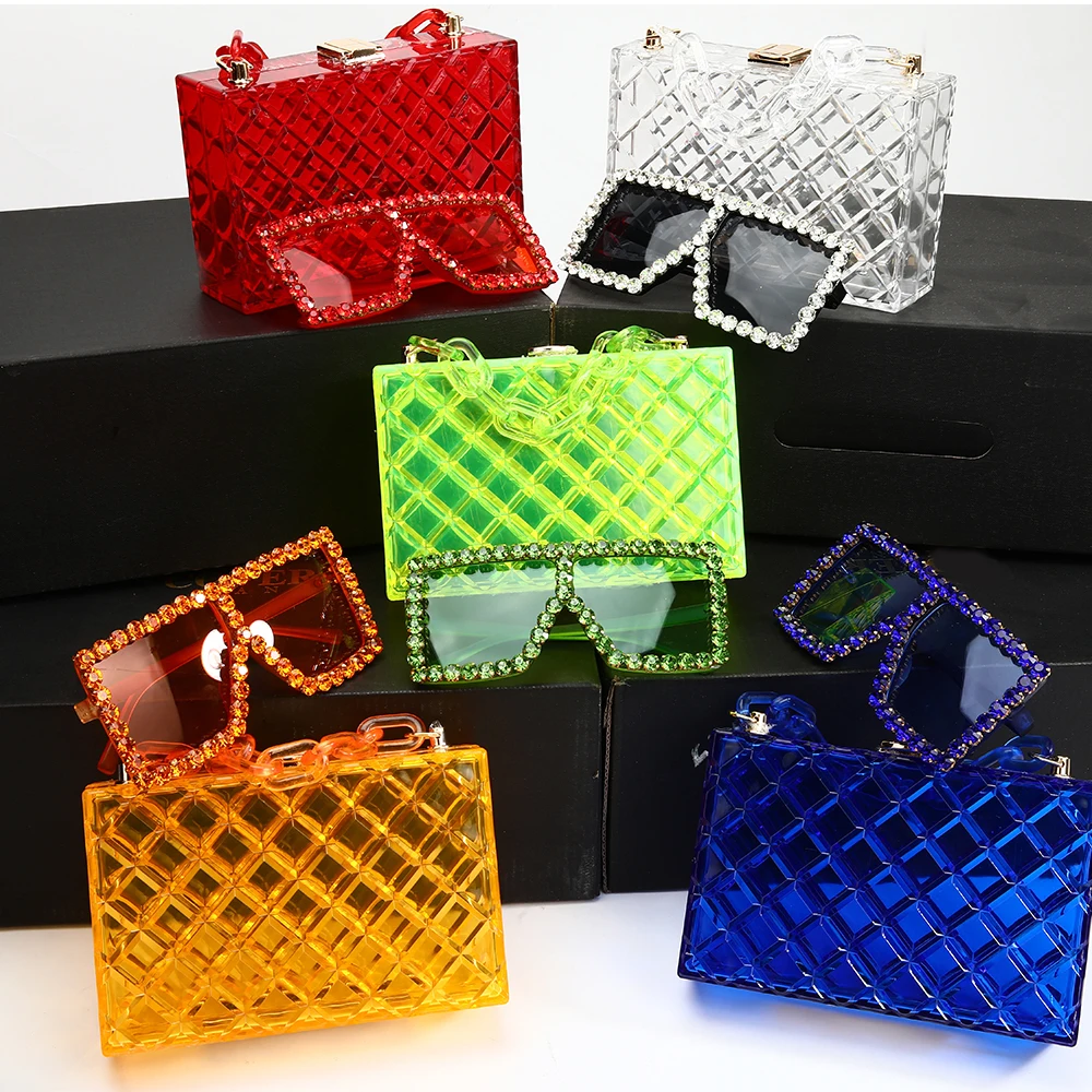 Cute Transparent Acrylic Shoulder Bag Clear Crossbody Evening Clutch Jelly Purse Handbag Gold Chain For Women