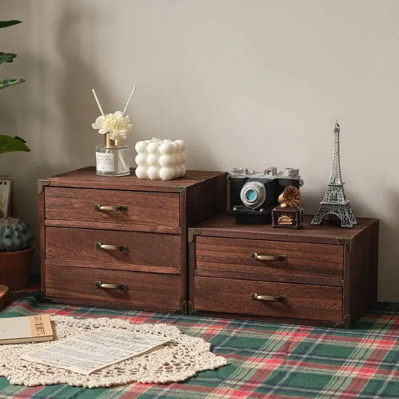 Luxury classic home decor wood craft wooden drawer box wooden organizer cabinet