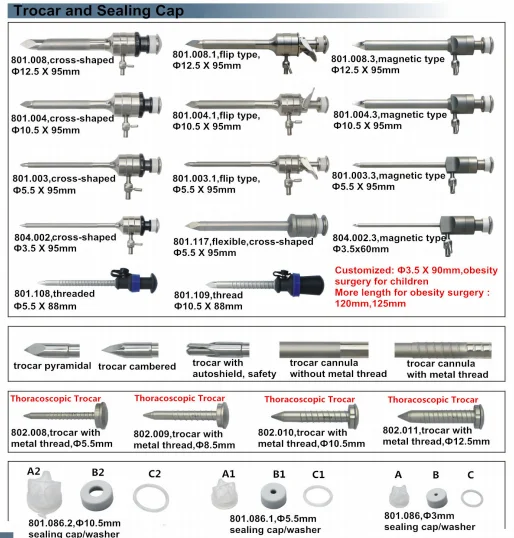 Surgical Instrument Trocar 10mm Flip Type Laparoscopic Medical  Equipment