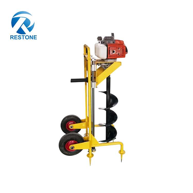 Portable Gasoline hand earth auger drill  tree planting hole digger