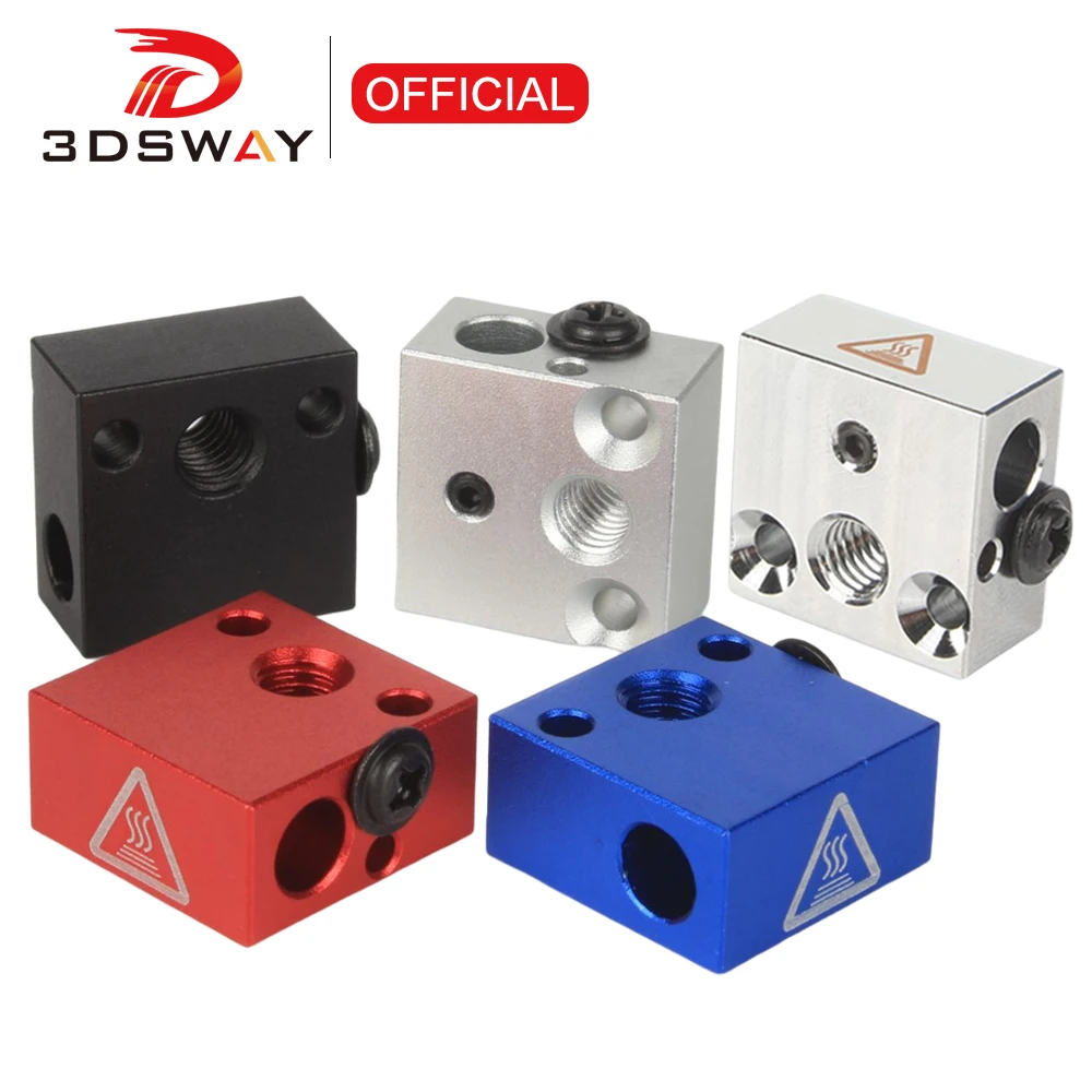 3DSWAY MK7 MK8 Heating Block With Silicone Sock for Extruder Hotend CR10 Heated Aluminum Block 3D Printer Parts CR10S Ender 3