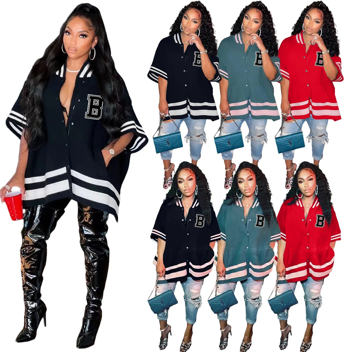 Y2K 2023 Fashion Trendy Casual Jacket Tops Splicing Sport Jogging All Match Letter Print Long Jacket Half Sleeve Women Coat