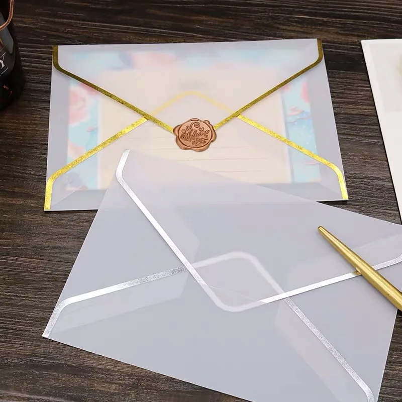 High quality Custom transparent white butter paper envelope for gift card packaging