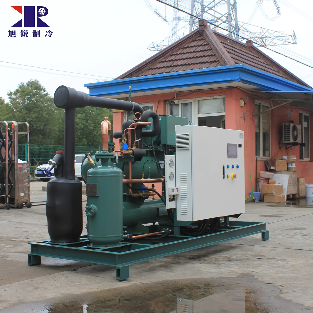 Air cooled Water cooled low temperature HSN7471-75 screw condensing racks for cold room blast freezer tunnel