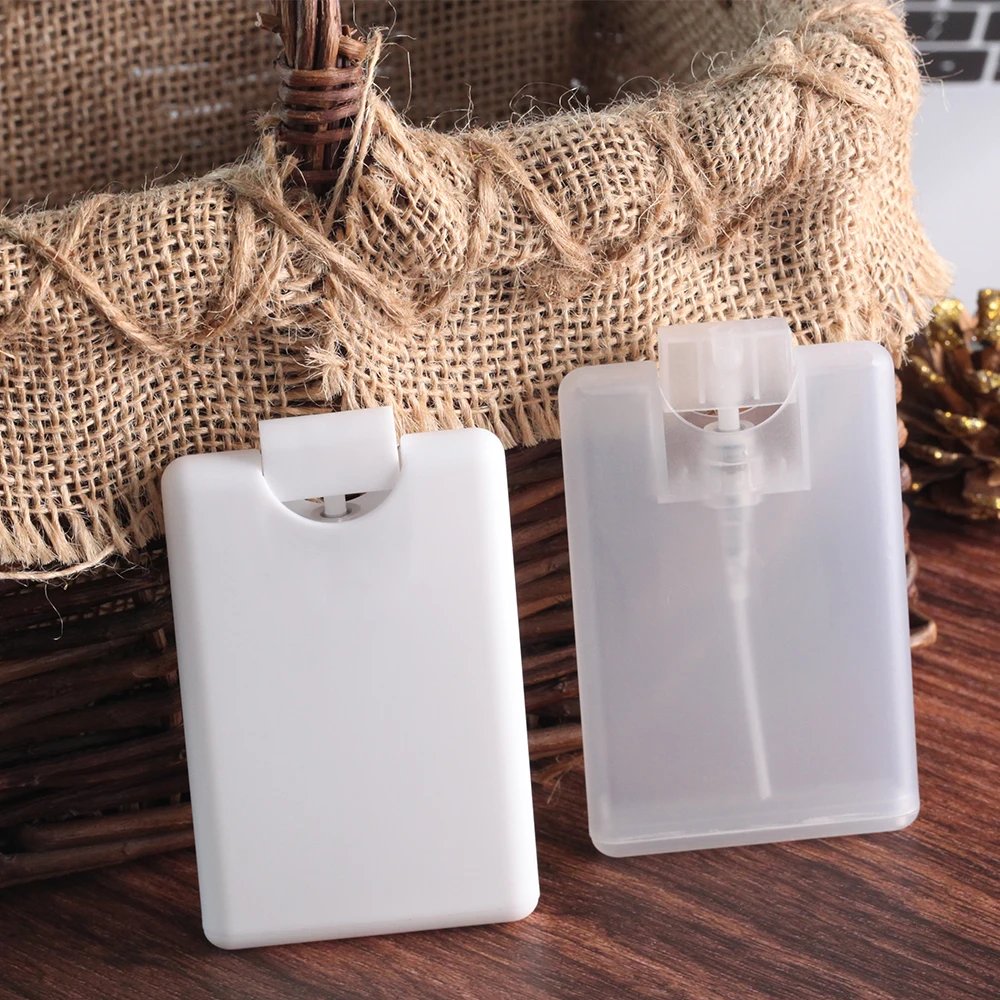 Portable pocket perfume 10ml 15ml 20ml portable plastic credit card size pocket spray bottle for hand sanitizer sprayer