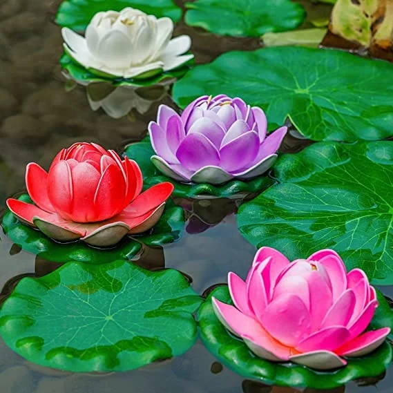 EVA Floating Lotus Artificial plastic Decoration Flower Water Lily Garden Pool pond Fishpond Plant Flower