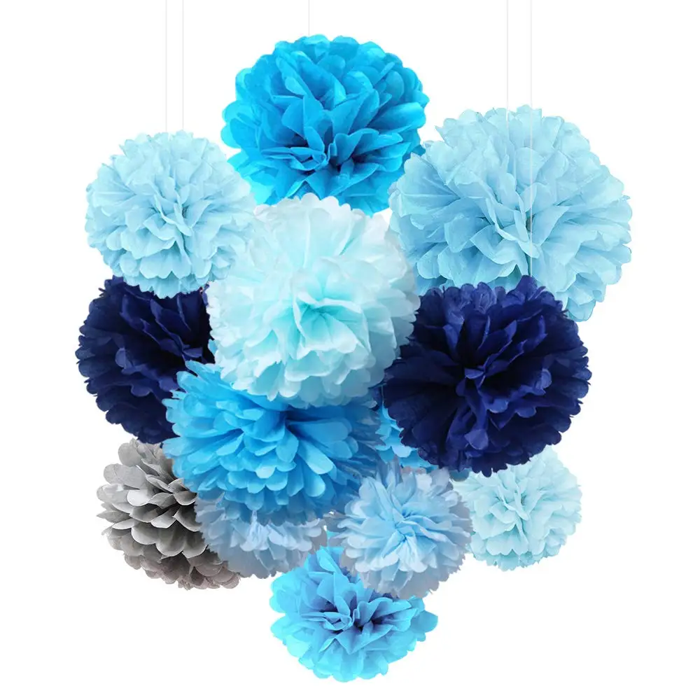 Wholesale Colorful and Various Sizes DIY Craft Hanging Tissue Paper Pom Poms Flower Balls Decoration