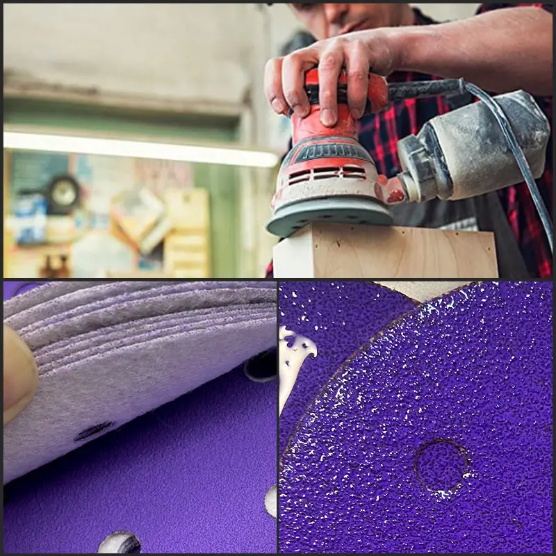 ZY abrasive 5 inch 150mm Customized Purple Clean Mesh Sanding Paper Disc for Polishing Car Accessories Factory Supply