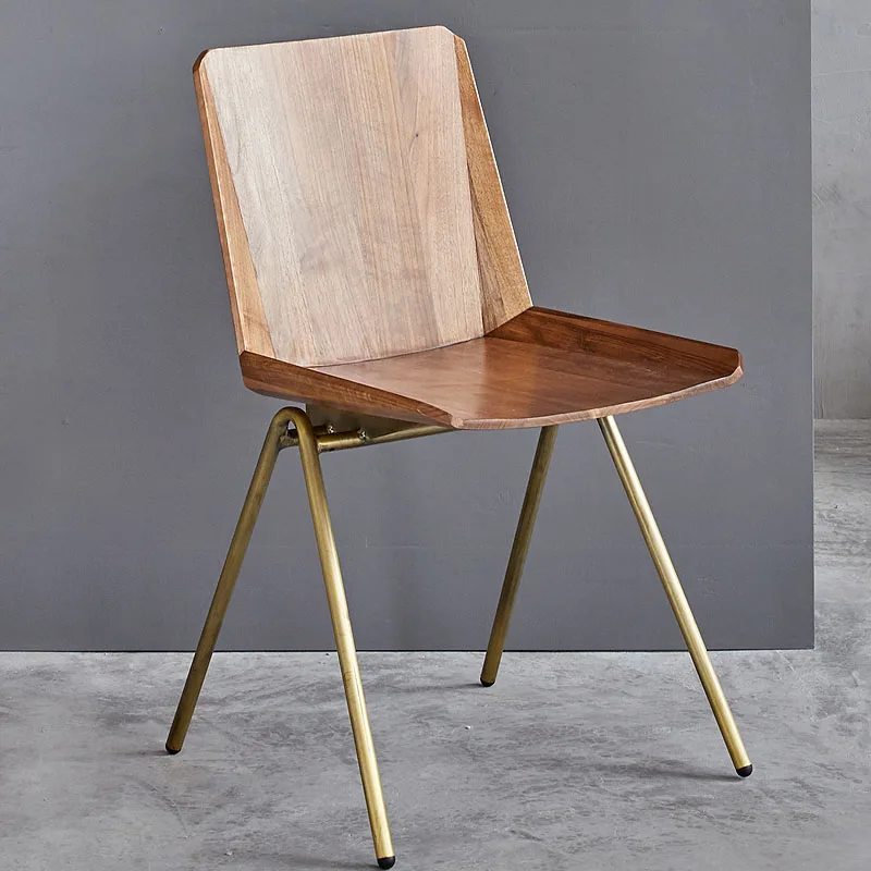 Nordic style Ash solid wood chair antique metal legs wooden dining chairs on sale