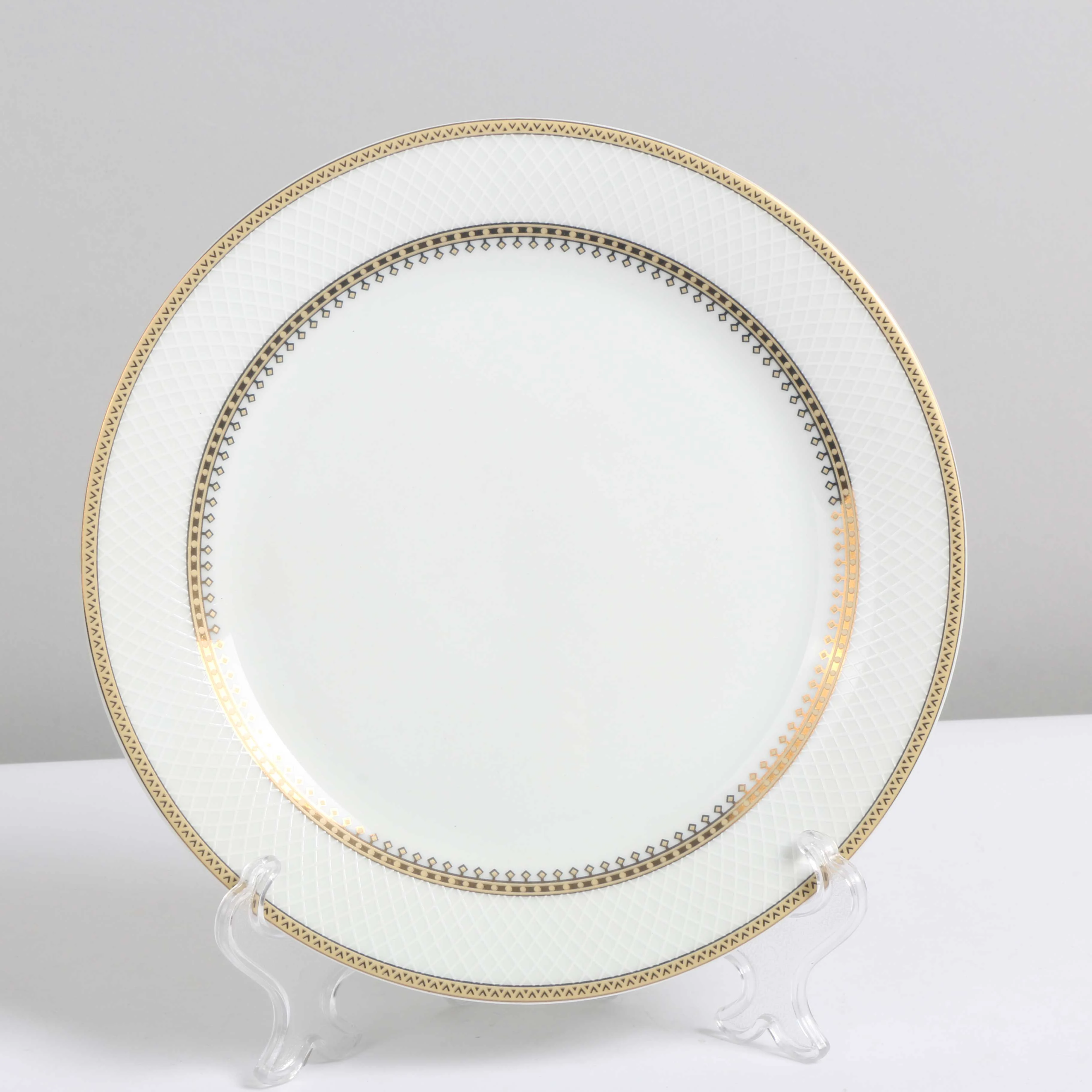 6 inches dinner plate gold design royal porcelain plate multi-colored gold design for wedding