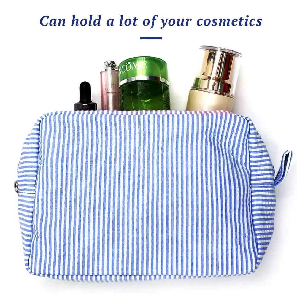 Custom Women MIni Cosmetic Bag Fashion Seersucker Makeup Pouch with Zipper
