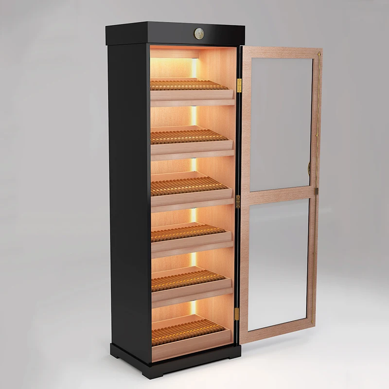 4000 - 5000ct led light Spanish Cedar Wood Cigar Humidifier Large Cigar Humidors For Sale Used Humidor Cabinet