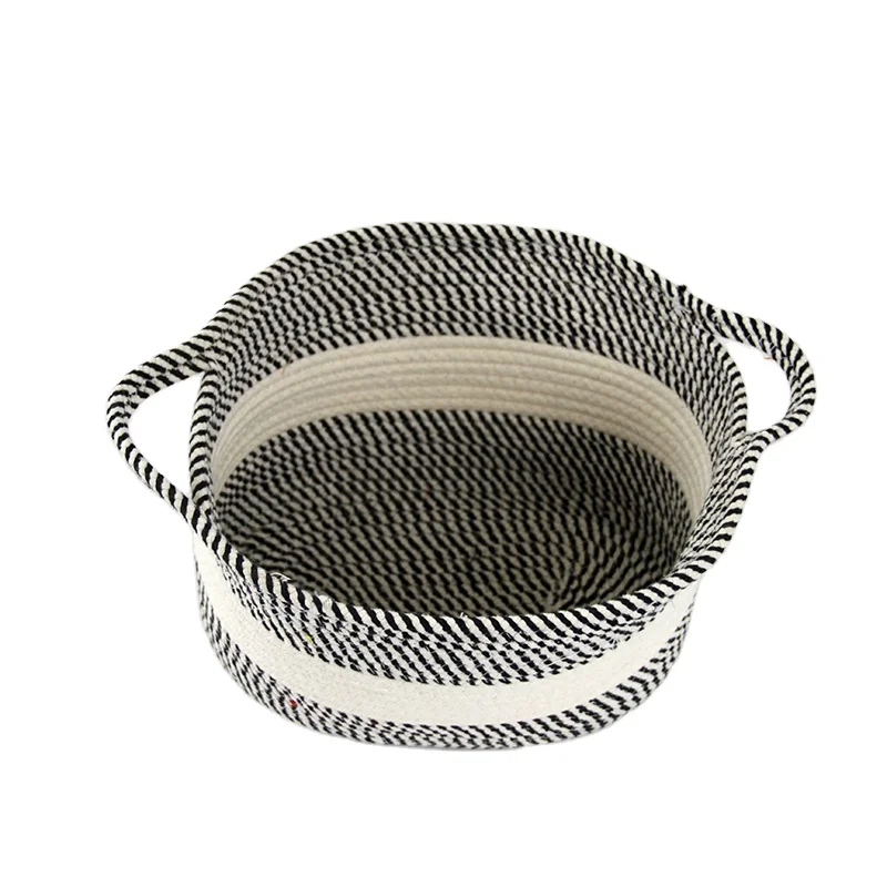 Hanglu Support Custom Woven Laundry Basket Cotton Rope Storage Basket for kid toys diaper cups daily items