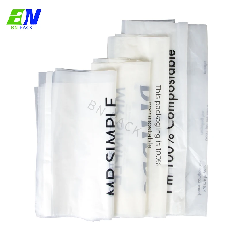 Frosted surface compostable poly biodegradable cloth zipper bags t-shirt bags plastic