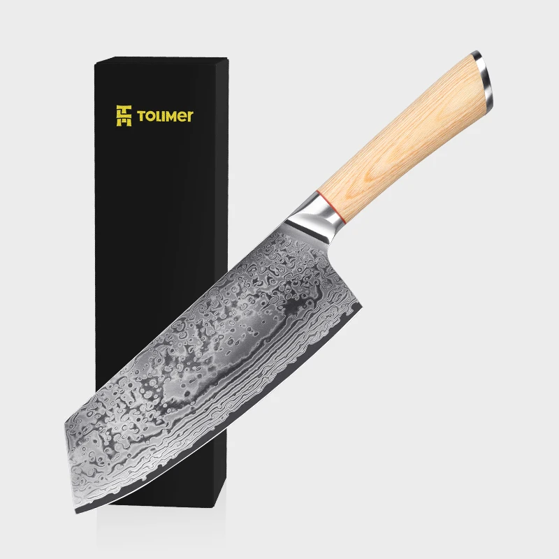 7.5 inch 67 layers 10cr18Mov Damascus steel chopping knife Stainless Steel with colored wood handle