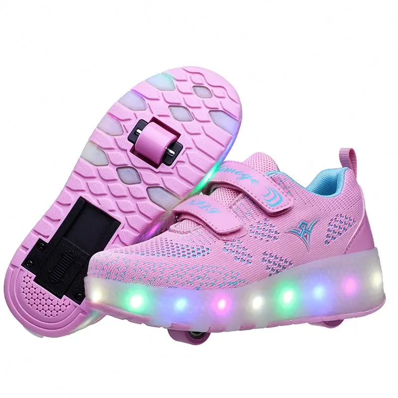  USB Rechargeable LED Light Up Roller Shoes YUNTI Wheel Skate Sneaker for Boys Girls