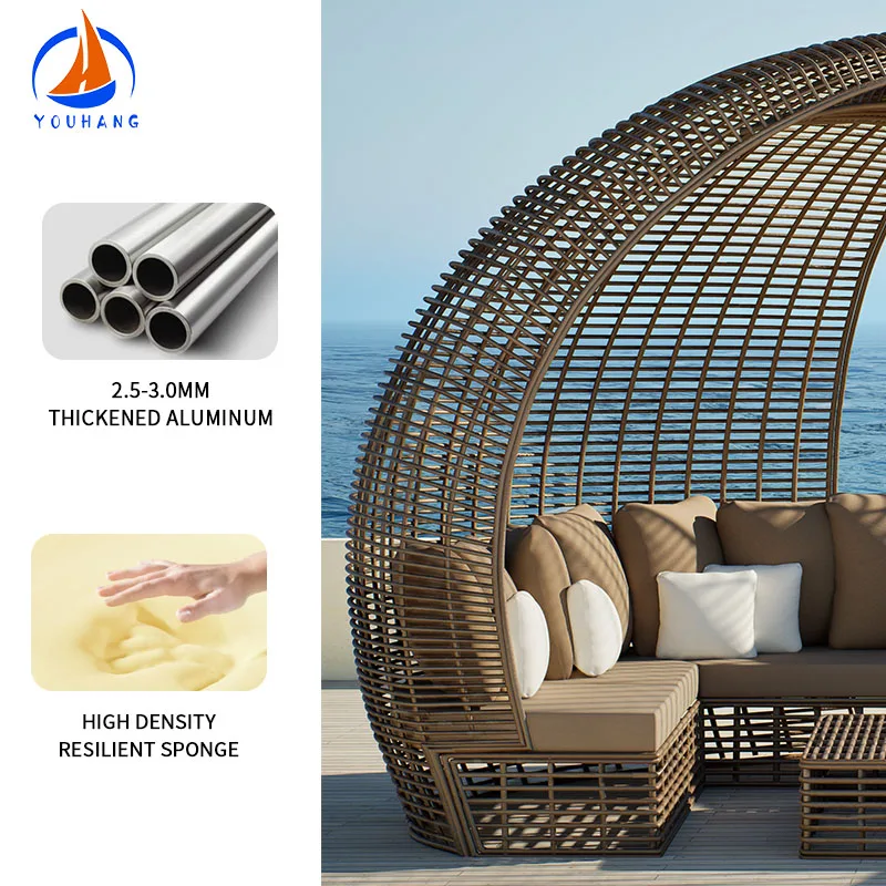 Outdoor Covered Daybed White Sun Bed Aluminum Beach Chaise Sun Lounge Chair Wicker Patio Outdoor Pool Day Bed Daybed with Canopy