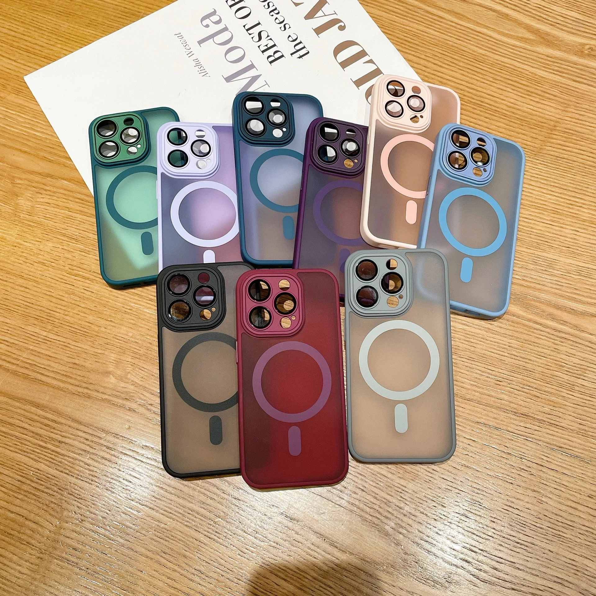 Shenzhen Factory OEM Full Cover Acrylic Skin Friendly Protector Matte Magnetic Phone Case For 11 12 13 14 15 Pro Max