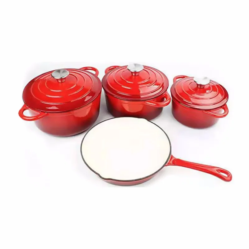 Good price red Round Shape Enameal pot cast iron casserole cooking pot for sale